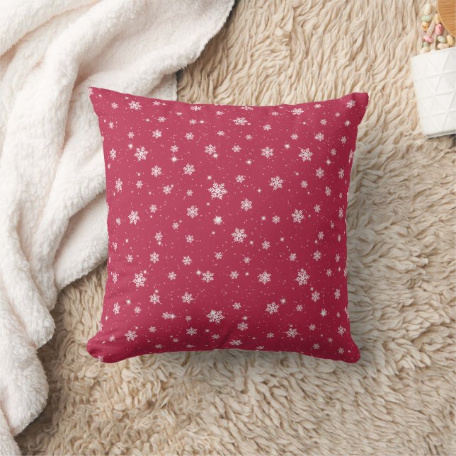 Elegante Magenta Stars Snowflakes Kissen (Decke)