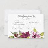 Elegante Magenta White Florals und Grüne Botanical RSVP Karte (Vorderseite)