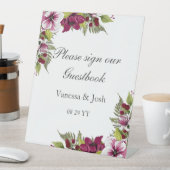 Elegante Magenta White Florals und Grüne Botanical Sockelschild (In Situ)