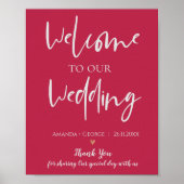 Elegante Magenta Willkommen in unserem Hochzeitsdo Poster (Vorne)