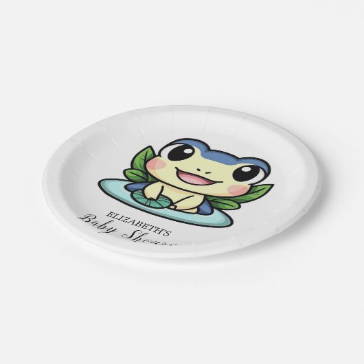 Elegante Magic Frog Baby Shower Pappteller (Schrägansicht)
