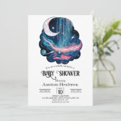 Elegante Magic Stars Babydusche Einladung (Stehend Vorderseite)