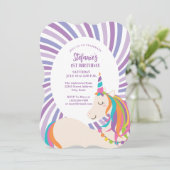 Elegante Magical Rainbow Unicorn Girl 1. Geburtsta Einladung (Stehend Vorderseite)