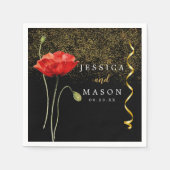 Elegante magische Glitzern Blume Hochzeitscocktail Serviette (Vorderseite)