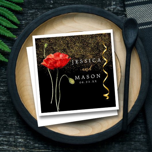 Elegante magische Glitzern Blume Hochzeitscocktail Serviette