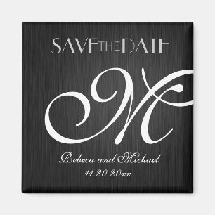 Elegante Magneten des Monogramms Save the Date Magnet
