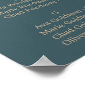 Elegante Magnolia Aquamarine Alphabetische Sitzkar Poster (Ecke)