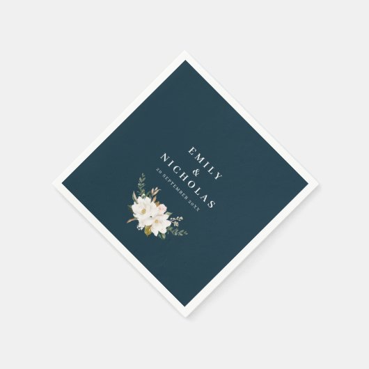 elegante magnolia blühende Hochzeit der Marine Serviette (Ecke)