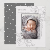 Elegante Magnolia Blume Foto Birth Ankündigung (Vorne/Hinten)