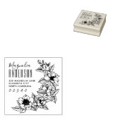 Elegante Magnolia Blume Individuelle Name Rücksend Gummistempel (Stempel)