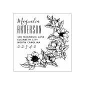 Elegante Magnolia Blume Individuelle Name Rücksend Gummistempel (Prägung)
