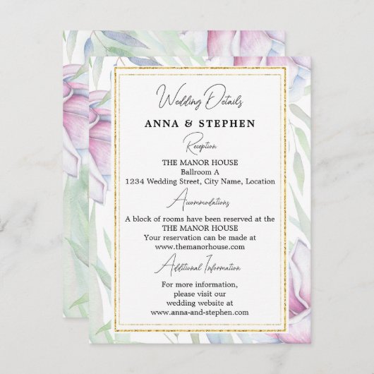 Elegante Magnolia Blumenzettel Begleitkarte (Vorne/Hinten)