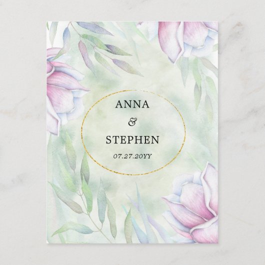 Elegante Magnolia Blumenzettel Begleitkarte (Rückseite)