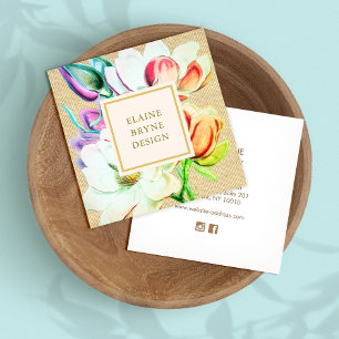Elegante Magnolia Flora Business Card Quadratische Visitenkarte