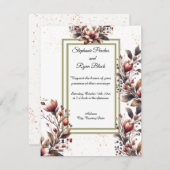 Elegante Magnolia Gold Akzente Hochzeit Einladung (Vorne/Hinten)