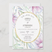 Elegante Magnolia Hochzeit Einladung (Vorderseite)