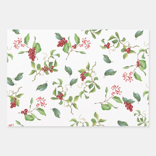 Elegante Magnolia mit Berries und Foliage Holiday Geschenkpapier Set (Vorderseite 3)