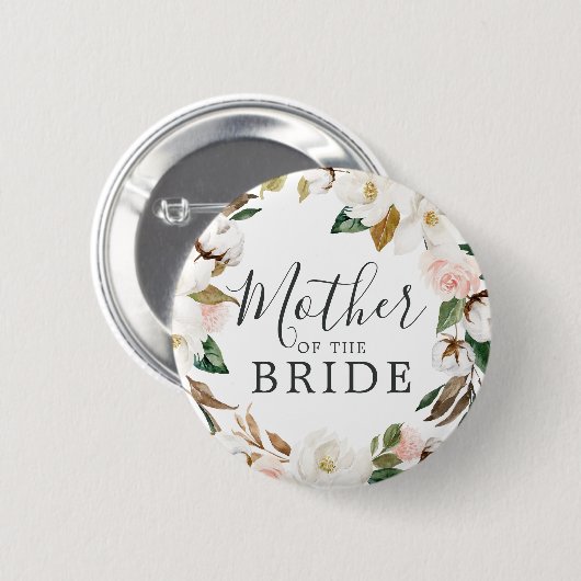 Elegante Magnolia Mutter des Brautparty Button (Vorne & Hinten)