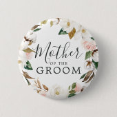 Elegante Magnolia Mutter des Groom-Brautparty Button (Vorderseite)