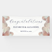 Elegante Magnolia Rosa und Weiße Hochzeit Banner (Horizontal)