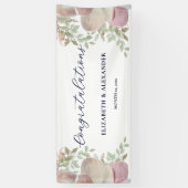 Elegante Magnolia Rosa und Weiße Hochzeit Banner (Vertikal)