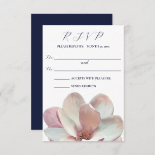 Elegante Magnolia Rosa und Weiße Hochzeit RSVP Karte
