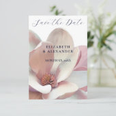 Elegante Magnolia Rosa und Weiße Hochzeit Save The Date (Stehend Vorderseite)