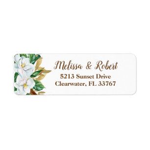 Elegante Magnolia-Rücksendeadressen-Aufkleber