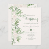 Elegante Magnolia Sage Einladung zur Hochzeit (Vorne/Hinten)