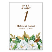 Elegante Magnolia Wedding Table Card Tischnummer (Rückseite)