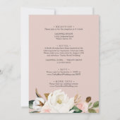 Elegante Magnolia Weiß & Blush auf einer Hochzeit Einladung (Rückseite)