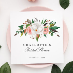 Elegante Magnolie Blumen Hochzeitsshower Serviette