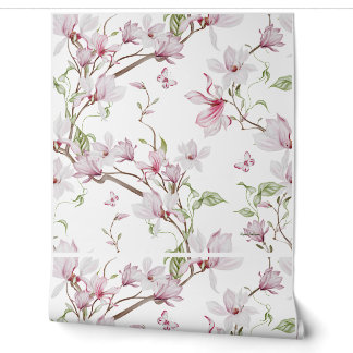 Elegante Magnolie Botanische Vinyl Tapete