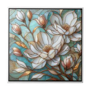 Elegante Magnolie Buntglas-Blumenmosaik-Kunst Fliese
