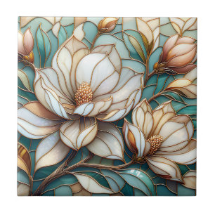 Elegante Magnolie Buntglas-Blumenmosaik-Kunst Fliese