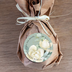 Elegante Magnolie Eukalyptus Dankeschön Hochzeit Runder Aufkleber