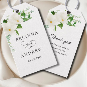 Elegante Magnolie Hochzeit Geschenkanhänger