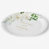 Elegante Magnolie Hochzeit  Pappteller (Schrägansicht)