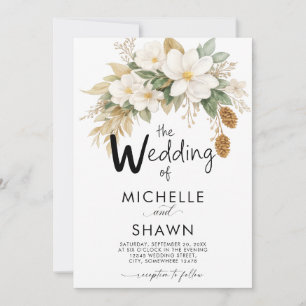 Elegante Magnolien-Hochzeitseinladung Floral Einladung