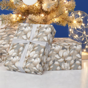 Elegante Magnolien in sanften neutralen Kurven Geschenkpapier