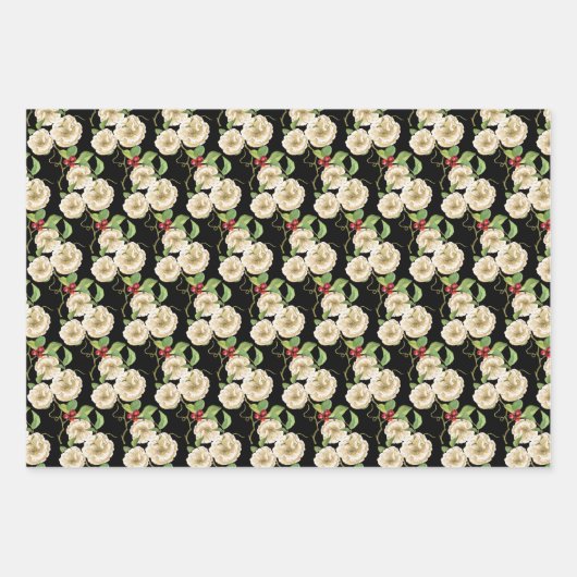 Elegante Magnolien und Red Berry Foliage Geschenkpapier Set (Vorderseite 3)