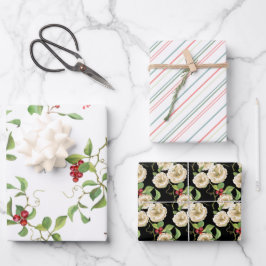 Elegante Magnolien und Red Berry Foliage  Geschenkpapier Set