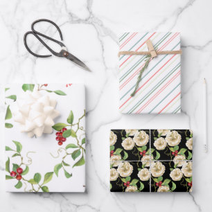 Elegante Magnolien und Red Berry Foliage  Geschenkpapier Set