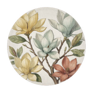 Elegante Magnolienblüten Creme Gelb Terrakotta Schneidebrett