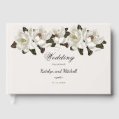 Elegante Magnolienblüten Hochzeit Gästebuch (Vorderseite)