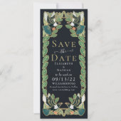 Elegante Magpie Art Nouveau Wedding Save the Date Einladung (Vorderseite)