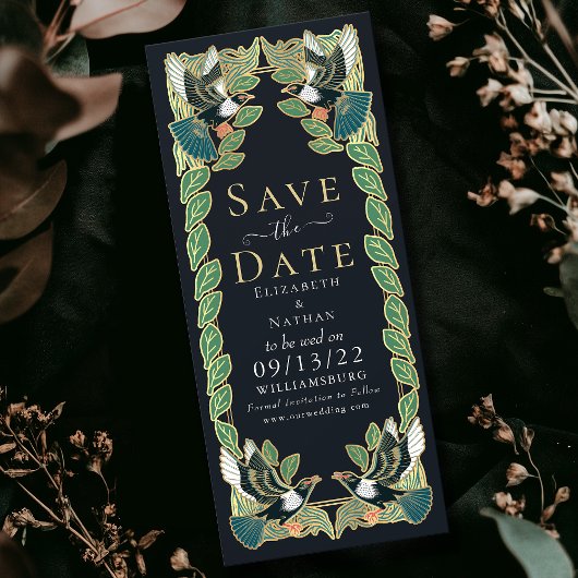 Elegante Magpie Art Nouveau Wedding Save the Date Einladung