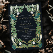 Elegante Magpie Jugendstil Hochzeit Folieneinladung