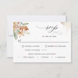 Elegante Mahlzeiten Optionen Earthy Blooms Beige W RSVP Karte