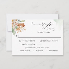 Elegante Mahlzeiten Optionen Earthy Blooms Green W RSVP Karte